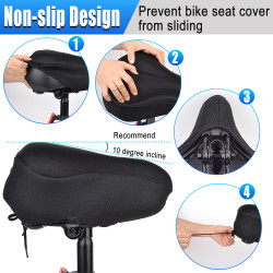 BOBILIFE - Thick & Large Wide Gel Bike Saddle Seat Cushion Cover