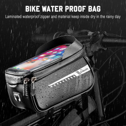 Bike Top Tube Front Frame Bag with Phone Holder Bag for Cell Phones Under 7’’