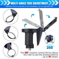 Bike Bar End Rear View Mirror 2 Pack